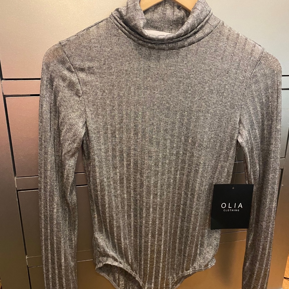 Olia Clothing Heather Grey Knit Bodysuit Size L